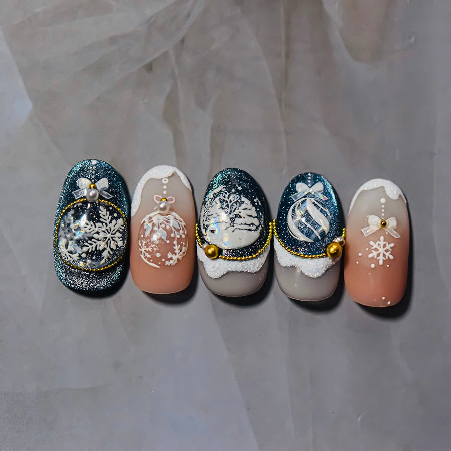 AJISAI 3D Nail Sticker - Christmas Snow Globe