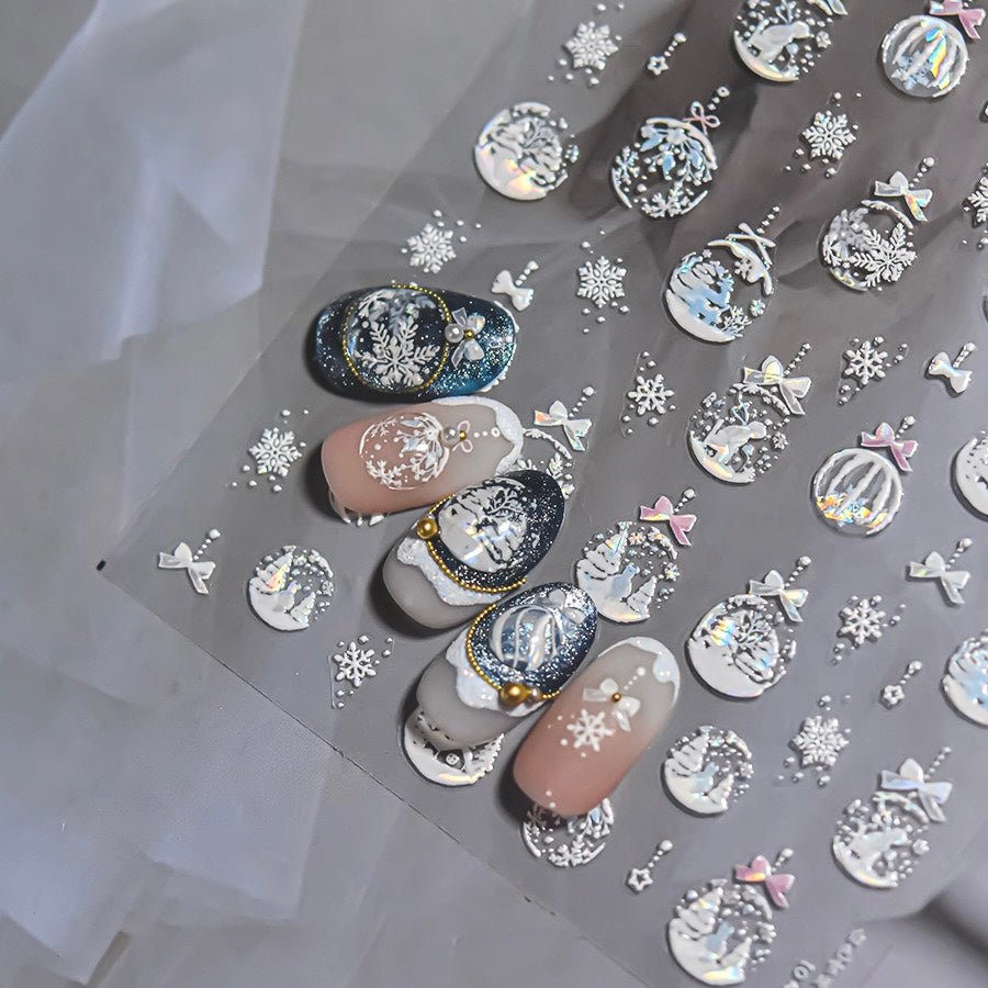 AJISAI 3D Nail Sticker - Christmas Snow Globe