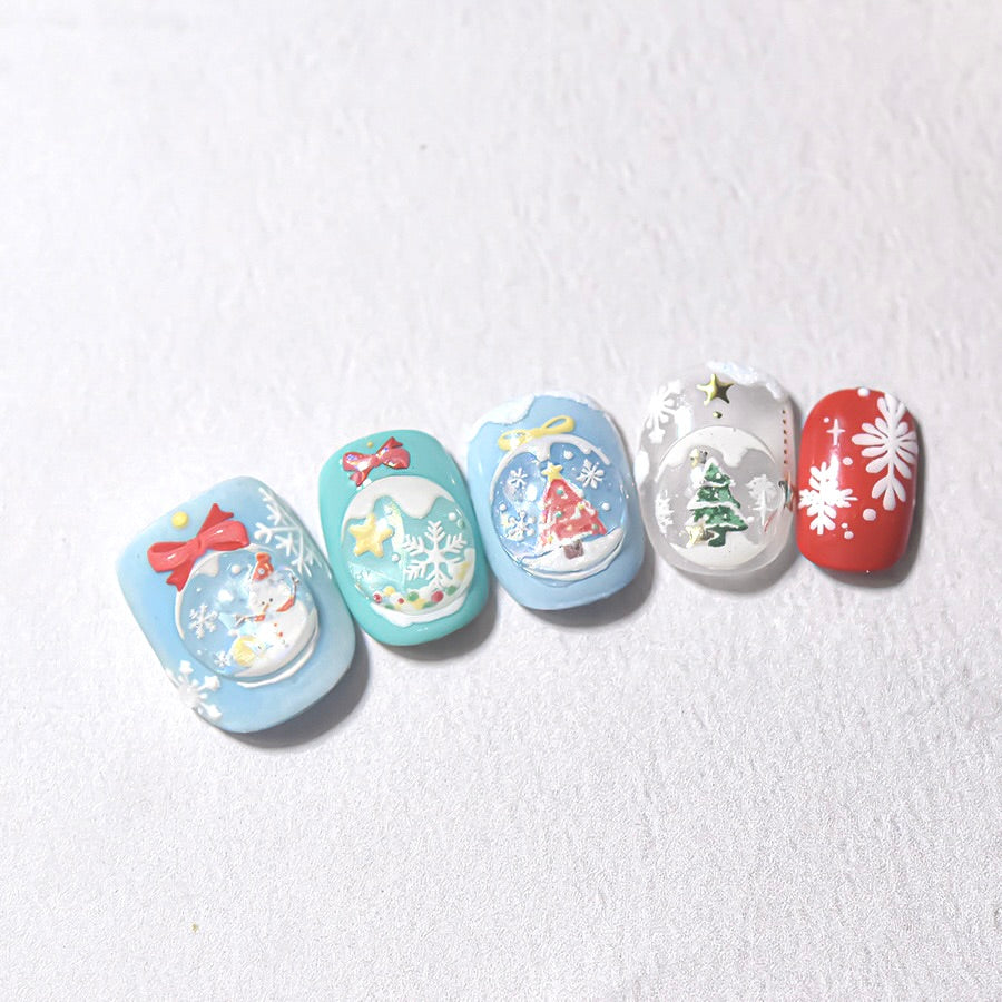 AJISAI 3D Nail Sticker - Christmas Snow Globe