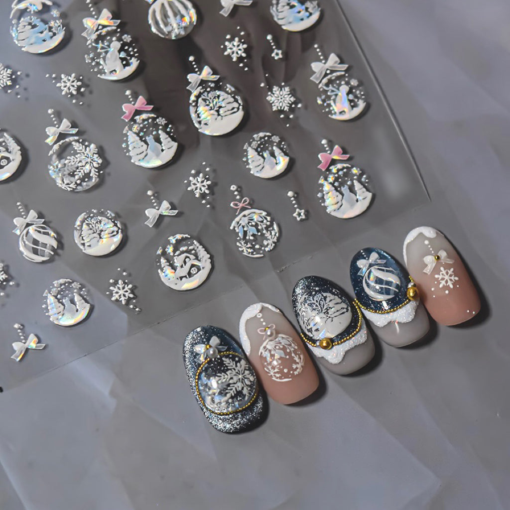 AJISAI 3D Nail Sticker - Christmas Snow Globe