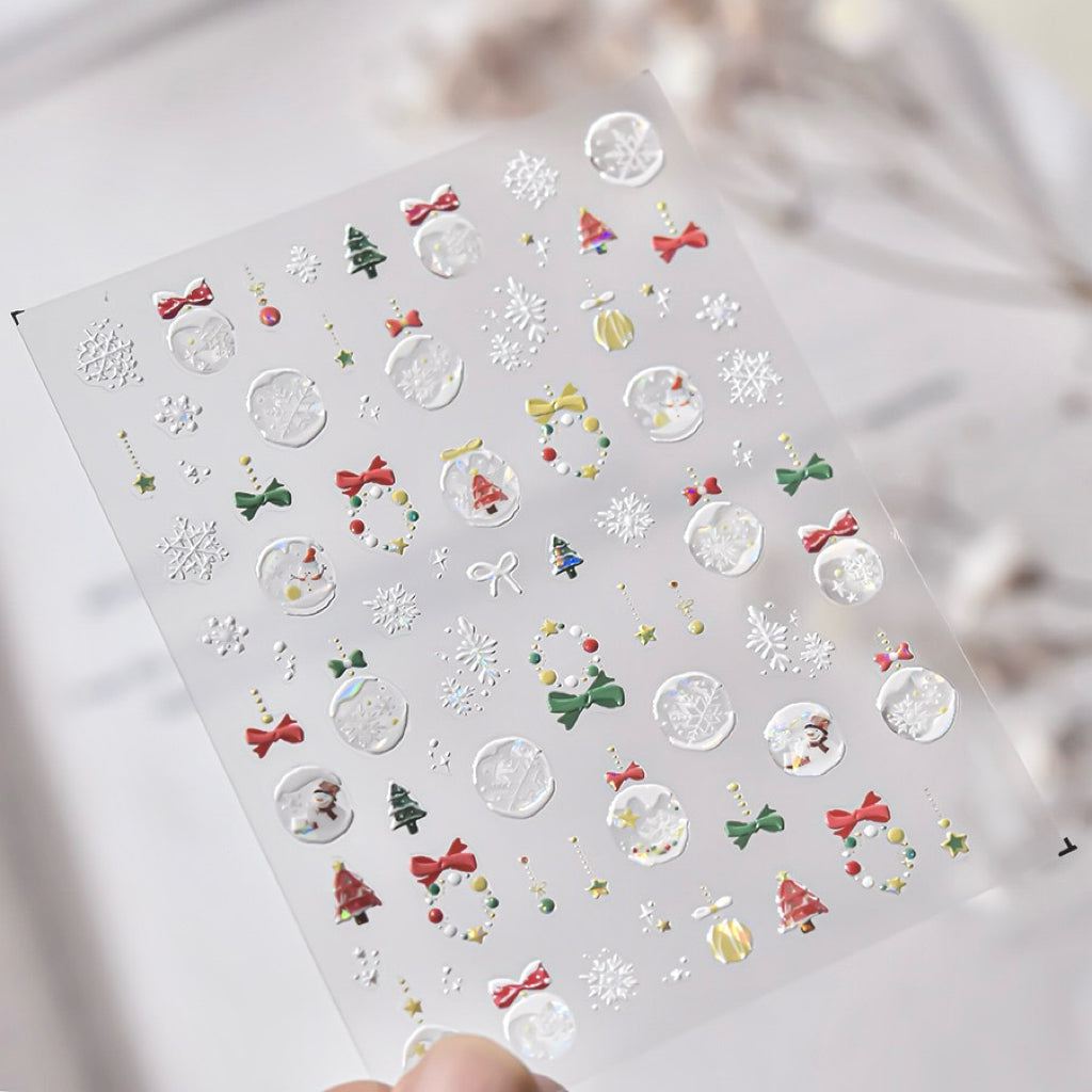 AJISAI 3D Nail Sticker - Christmas Snow Globe