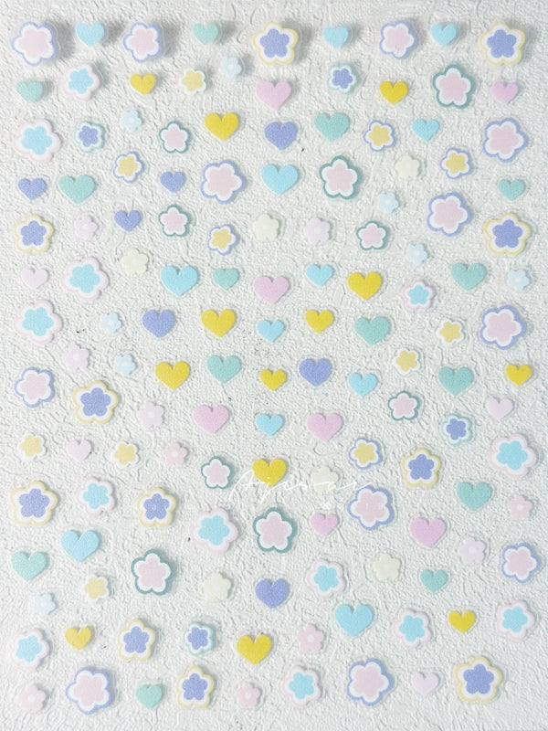 AJISAI Nail Sticker - Macaron Hearts and Stars
